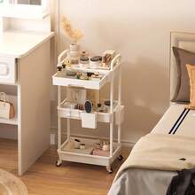 3 Tier Rolling Storage Cart With Drawers Rolling Utility Cart With Drawers,Room Decor,Bathroom Decor,Rolling Utility Cart Rolling Storage Organizer Tool For Kitchen,Bathroom,Living Room,Office Outdoor Decor - 白色 - 查看 4
