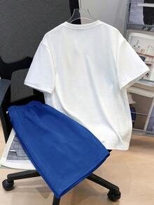 2pcs Set Boys Street Skateboard Print Short Sleeve Tee Set, Comfortable & Breathable, Summer Daily Casual Wear - White - View 2