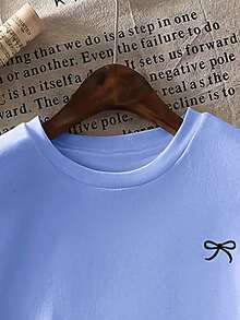 Bow Knot Print Loose Short Sleeve T-Shirt, Spring/Summer