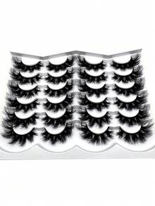 New 12 Pairs 3D Faux Mink Lashes Natural Thick Dramatic Fluffy Extended Eyelashes Wispy Lashes Natural Look 3D False Eyelashes D Curl Russian Strip Lashes Full False Eyelashes Travel Essentials Makeup Tools - Black - View 4