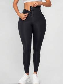 1Pc Women High Waist Tie Dye Pocket Sports Yoga Leggings, Outdoor Cycling Running Tennis Slim Fit Compression Pants Tights - Black - View 2