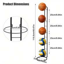 5 Tier Layer Ball Stand Holder For Footballs, Basketballs, Volleyballs, Detachable Ball Storage Rack Metal Ball Organizer Football Holder Stand Basketball Rack Display Stand For Home Gym - Variant - View 2