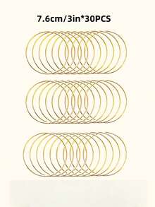 10/15 piezas Anillos metálicos de 2/3/4 pulgadas en dorado y plateado para manualidades, aros florales para macramé, aros para atrapasueños, suministros DIY para macramé y atrapasueños - Dorado - Ver 16