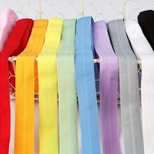 5 Yds Multicolor Elastic Ribbon Trim, Polyester Folded Edge Binding, Sewing Garment Edging Craft DIY Supply - Multicolor - View 2