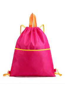 1pc Drawstring Backpack, Drawstring Pocket Backpack, Unisex Sports Gym Bag, Large Capacity Travel Backpack, Lightweight Storage Bag - Multicolor - View 8