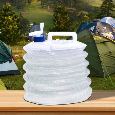 2Pc Foldable 10L Water Container Folding Carrier Collapsible Bottle With Tap Clear 10 Liter Camping Outdoor Picnic Portable