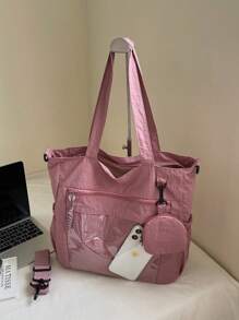 2pcs Fashionable Casual Solid Color With Coin Purse Large Capacity Tote Bag ,Suitable For University/College Classroom / Commute/Work/ Festivals/Vacation/Holiday,For Women, Rookies & White-Collar Workers,Girl, College Students,Lady,Woman ,Or Women, Rookies & White-Collar Workers,Girl, College Students,Lady,Woman