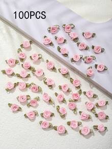 50pcs Polyester Leaf Rose Flowers, Handmade DIY Craft Decorative Small Flower Petals, Hair Accessory Bowknot Decors, Clothing Sewing Supplies - Multicolor - View 17