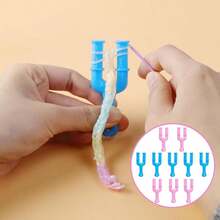 10PCS Acrylic Model Y Slingshot Loom Rubber Bands For Bracelets Rubber Band Clips Plastic Jewelry Connectors Rubber Slingshot Knitting For Necklace Bracelet Making Colorful Clasp (Pink, Blue) - Blue, Pink - View 6