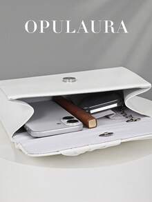 OpulAura Elegant Twist Design Leather Party Clutch, Minimalist High-End Ladies Envelope Handbag, Perfect For Party Girls, Ladies, Brides - Ideal For Parties, Weddings, Galas, Dinners/Banquets, Matching With Formal Dresses, Gowns, Birthday Dresses - White - View 3