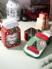 1/2 hộp quà tặng bằng kim loại tinh xảo, hộp đựng kẹo Giáng sinh, thiết kế họa tiết người bánh gừng đầy màu sắc, thích hợp để trang trí Giáng sinh, hộp quà, quà tặng Giáng sinh, đồ dùng tiệc tùng, túi đựng kẹo, đồ trang trí tiệc tùng, kẹo, giỏ quà, hộp đựng bánh quy - Nhiều màu - Xem 5