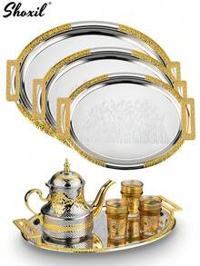 shoxil 1/3 dużej tacki z odpinanymi uchwytami, taca do serwowania, talerz obiadowy, taca do przechowywania, taca dekoracyjna, odpowiednia do domu, na kemping, na spotkania