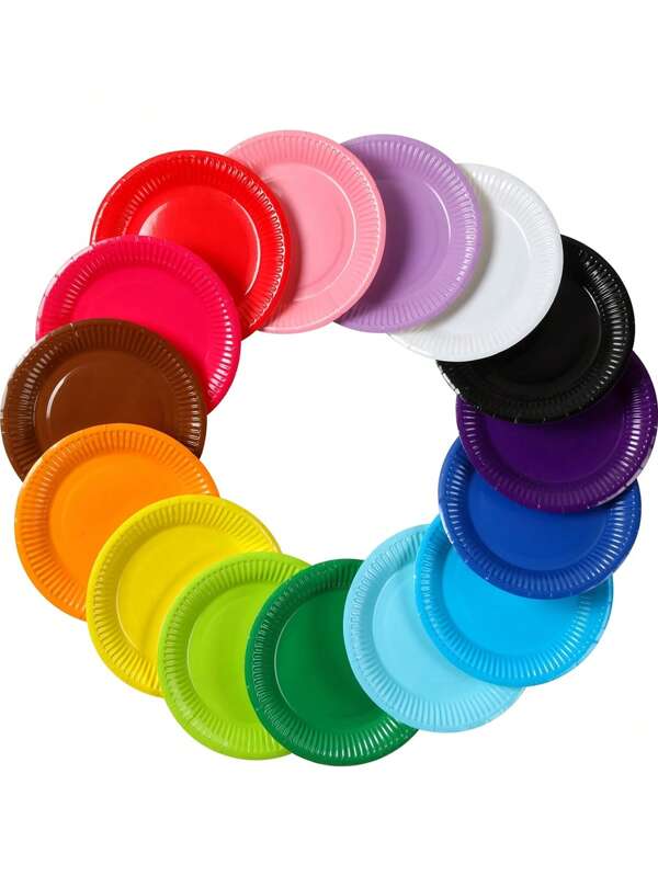 10 peças de 7 polegadas de cor sólida pratos de papel descartáveis, pratos de sobremesa, pratos de papel de jantar, 13 cores, perfeito para qualquer ocasião, decoração de mesa de festa