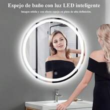 Espejo Touch Baño Redondo Espejo Con 1 Modo Función De Ajuste De Luz Tricolor Diámetro 60cm Pared Decorativos Cuadrado Eléctrico Marco Espejos - Blanco - Ver 6