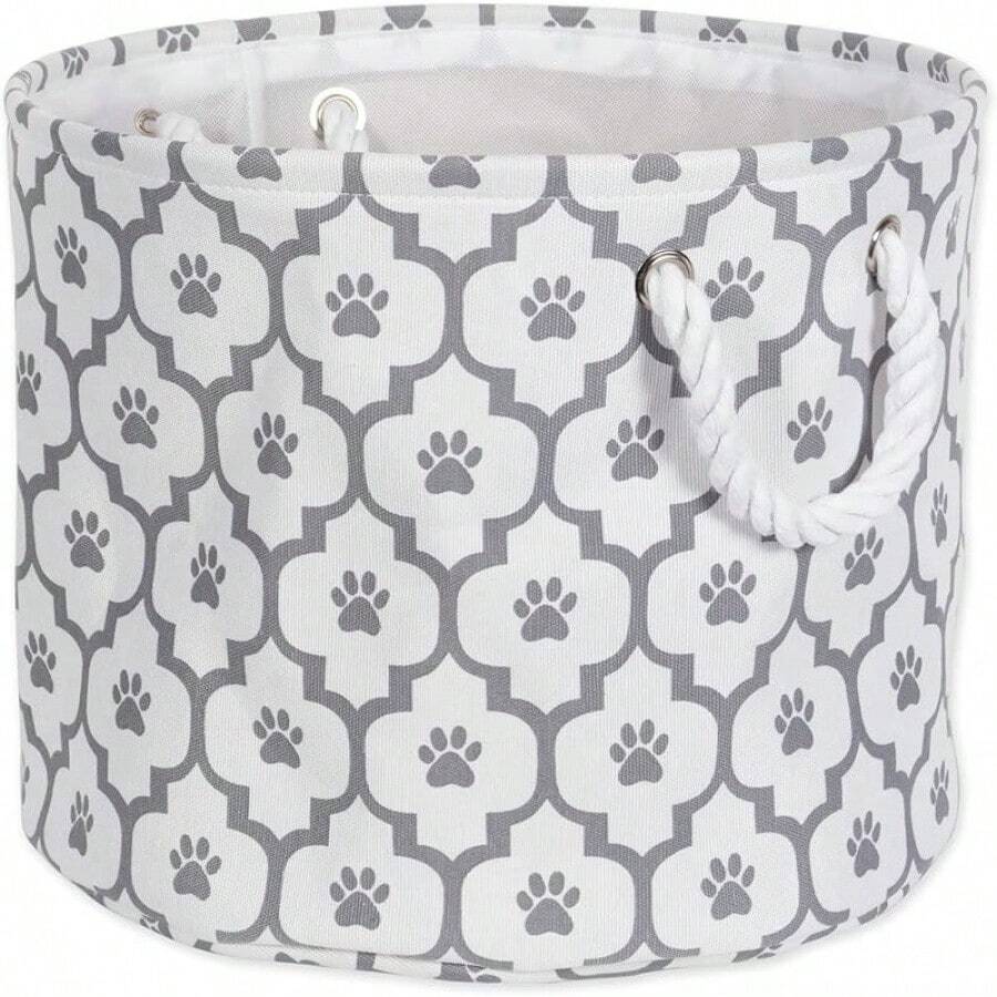 Bone Dry - Contenedor de almacenamiento de juguetes y accesorios para mascotas DII, cesta organizadora plegable para decoración del hogar, juguetes para mascotas, mantas, correas y comida, Paw Gris, rectangular Chico - Gris - View 1