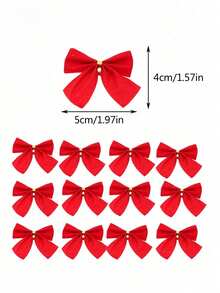 24 piezas - Mini lazos navideños, decoraciones de lazos rojos, guirnaldas, árboles de Navidad con lazos, decoraciones con lazos, adornos colgantes para árboles de Navidad - Lazos con brillo y lentejuelas para decoración de árboles, coronas festivas y adornos de regalos, adornos clásicos de tela con lazos navideños