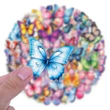 60pcs PET Transparent Colorful Butterfly/Flower Graffiti Sticker, Hand Account Material Decor, Gift Packaging Decal, Holiday Party Supermarket Window Flower Shop Cafe Atmosphere Decoration, Craft Supplies & Stickers, Durable Stickers, Packaging Sealing Label Stickers, For Party, Scrapbook, Gifts, Journaling, Laptop, Skateboard, Bottles, Phone, Notebooks, Posters, Car