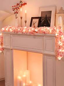 1 pieza Guirnalda de flores artificiales de cerezo, 2M/78.47 pies, guirnalda de flores artificiales de plástico modernas, luces de hadas, para decoración de fiestas, San Valentín, regalos, cumpleaños, graduación.