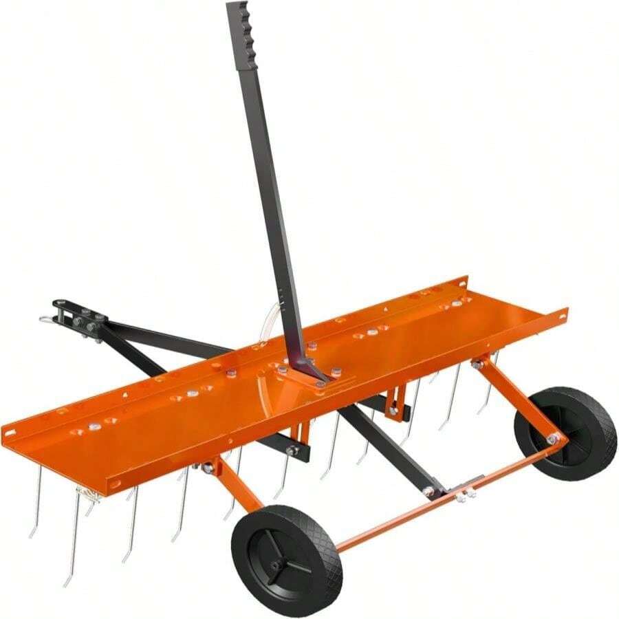 PPOLB 48 Inch Orange Tow-Behind Dethatcher With 24 Spring Steel Tines ...