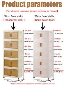 1 tủ lưu trữ rộng 38cm/14,96in, hộp lưu trữ nhỏ có thể gấp lại, tủ đựng đồ chơi phòng khách tại nhà, tủ đựng đồ ăn nhẹ, tủ lưu trữ mỏng trong bếp, quà tặng Giáng sinh, hộp lưu trữ, hộp lưu trữ dưới gầm giường - trong suốt - Xem 3