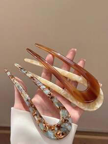 1pc Women's Fashionable & Versatile Patterned U-Shaped Hair Clip, Suitable For Everyday Wear, Spring/Summer New Product, Gift For Mother (Random Letter On Hair Clip), Combs, Hair Comb, Combs For Hair, Side Comb, Hair Accessories, School Stuff, Head Accessories