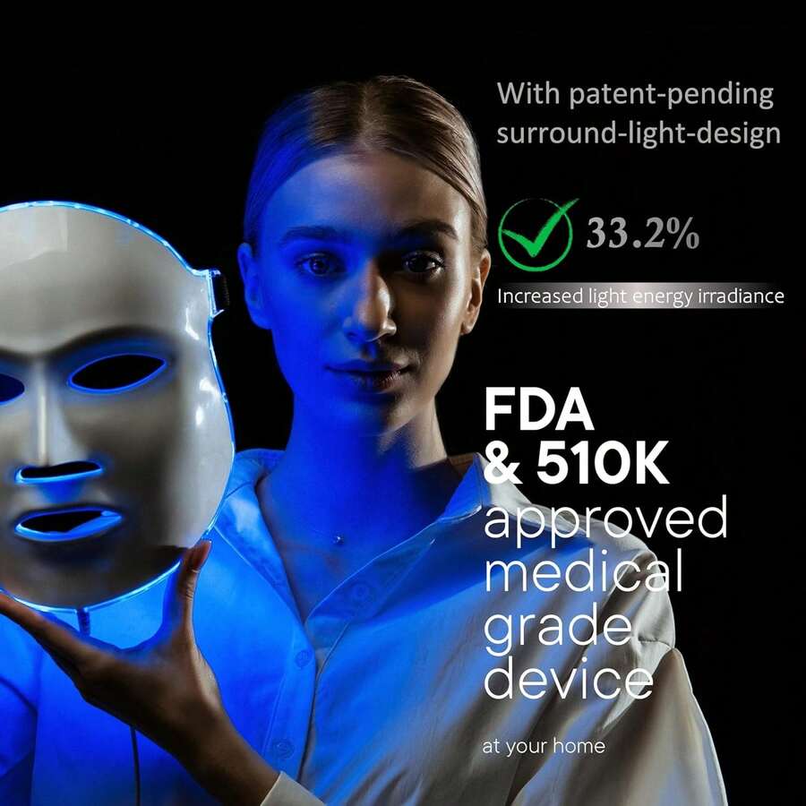 FDA Cleared LED Facial Skin Care Mask MOONLIGHT PRO 7 Color Treatment Photon Mask (White),7787200 - White - View 1