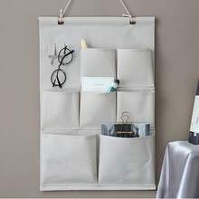 1pc Minimalist Fabric Wall Hanging Storage Bag, Over The Door Organizer Pouch, Dorm Room Closet Wall Mount Storage Bag, Student Fabric Storage Pocket - Multicolor - View 1