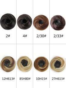 合成发髻，合成接发，优雅女士发髻，接发 - 10 厘米（4 英寸）可延伸合成发，带夹子，耐热纤维，适合所有发质，安全可调节设计，适合所有女性日常穿着和派对发饰 - 彩色 - 查看 3