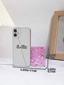 محفظة عملات شفافة ذات نمط نجمي متغير اللون قوس مصنوعة من البي في سي، محفظة صغيرة لطيفة للنساء، محفظة بطاقات، إكسسوارات شاطئ - روز أحمر - مشاهدة 2