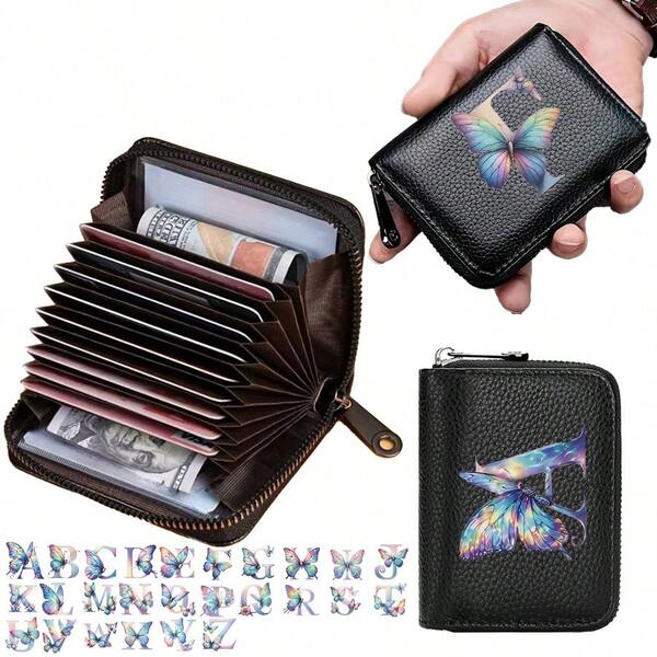 1 pieza Wallet elegante con estampado de mariposa y letra - Soporte de tarjeta estiloso con banco de cambios y cremallera segura Closure, perfecto para uso diario y portátil, Walle Diseño de Mariposa + Wallete , bolsas para mujeres, billetera para mujer, bolsos y pes para damas, ?pies?, regalos desmaid, regalo de aniversario, pies para señoras