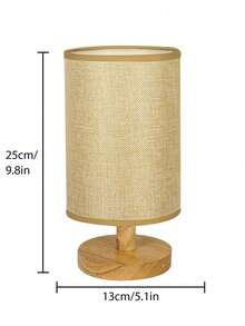 1 件复古亚麻灯罩 USB 供电 LED 木质台灯，适用于家庭客厅卧室书桌床头照明装饰 - 多色 - 查看 9