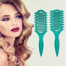 1 件轻质卷发刷 - 采用透气设计，可快速干燥和定型头发，帮助定义和造型男士和女士的卷发，减少毛躁和分叉，适合夏季、旅行和日常使用 - 均碼 - 查看 2