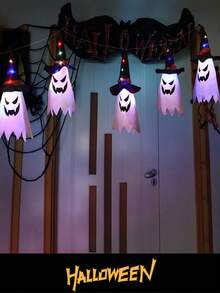 1 pieza Decoraciones de Halloween para exteriores, decoración colgante con sombrero de bruja luminoso y brillante, decoraciones de Halloween para interiores y exteriores, adornos para fiestas de Halloween, luces de cadena para el patio, el árbol, el jardín, la decoración del hogar y la decoración de la pared