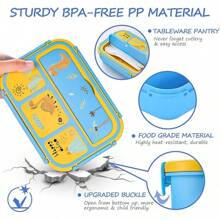 Lunch Box Kids, Bento Lunch Box For Girls Boys School, Lunch Containers For Adults Kids With 4 Compartments, Sauce Container, Utensils, Food Picks And Muffin Cups, Blue Dinosaur The Packaging Box Features A Green Lunchbox Cover But Contains