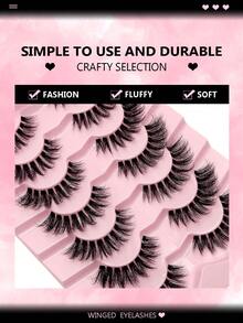 Asiteo 7 Pairs 3D Transparent Natural Wispy Mink Lashes, Fluffy Curly Cat Eye Eyelashes - 黑色 - 查看 5