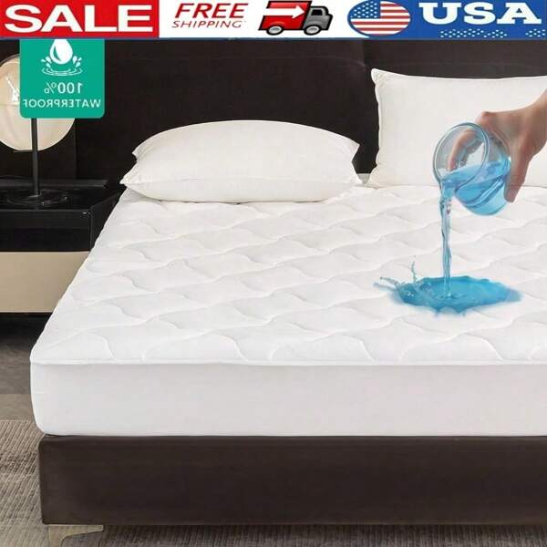 Extra Thick Waterproof Mattress Pad Twin XL 39x80 Inch Soft Polyester Microfiber Stain Release Moisture Wicking Antimicrobial
