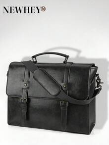 NEWHEY Men Messenger Bag Vintage 15.6 Inch Waterproof Leather Laptop Briefcase Large Satchel Shoulder Bag Retro Office College Computer Bag