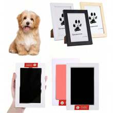 1 件狗/猫爪印套装，宠物纪念和清洁印台，木制 DIY 宠物纪念框，可定制礼物