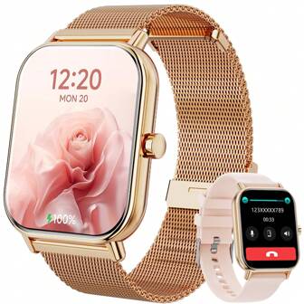Hwagol Women's Smart Watch 1.83" HD 220mAh Smartwatch For Men Women (Answer/Make Calls), Fitness Watch With 100+ Sports Modes, Sleep Monitor, Activity Trackers Men'Smart Watch For IOS/Android Steel/Silicone Double Strap Mother's Day Gifts