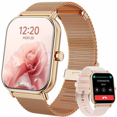 Hwagol Reloj inteligente HD de 1,83", 220mAh, unisex (llamada/marcación), rastreador de fitness con talla grande de 100 modos deportivos, monitoreo del sueño, rastreador de actividad, compatible con iOS/Android, correa dual de acero/silicona, regalo del Día de la Madre