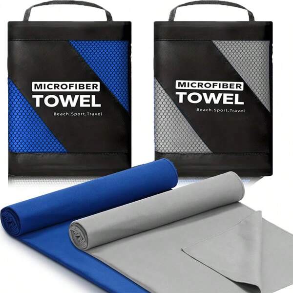 Toalha de secagem rápida para esportes e fitness ao ar livre de 1 peça / Toalha de secagem rápida que absorve o suor / Toalha para caminhadas ao ar livre / Toalha de praia de secagem rápida / Toalha para ioga e fitness / Toalha de microfibra / Toalha de viagem macia, toalha adulta leve e portátil de cor única para camping, academia, natação na praia, ioga, piscina, camping, itens essenciais para praia