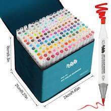 6/24/48/60/88/100/168色酒精马克笔，细头和粗头双头永久性艺术家马克笔，素描马克笔，适用于成人涂色书、插图高光和下划线 - 168色 - 查看 2