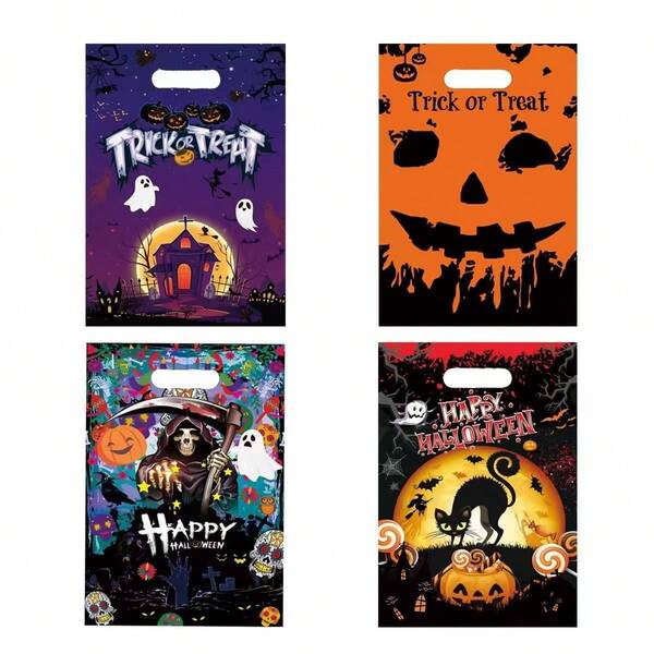 20pcs New Halloween Cartoon Jack-O-Lantern Pearlescent Gift Bag For Birthday Party Birthday Candy Bag For Salloween Party Return Gift Bag