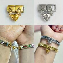 Elegant Italian Charm Bracelet, Stainless Steel Magnetic Heart-Shaped Couple Bracelet, Freely Combinable Single-Node Modular Accessories Pendant Jewelry, Adjustable DIY Jewelry Making Kit, Fashion Couple Accessories, Intimate Friends And Mother's Day Gift - Multicolor - View 12