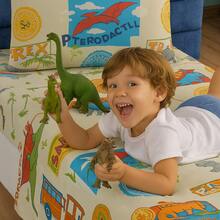 3-Piece Children's Sheet Set, Fun, Colorful Prints, Elastic - khủng long - Xem 1