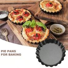 1件/3件/5件/10件不粘可拆卸底部披萨盘，迷你蛋挞模具，圆形金属蛋糕烘焙模具，馅饼盘，蛋挞模具，碳钢底部可拆卸糕点模具，圆形蛋糕盘，耐用烤盘