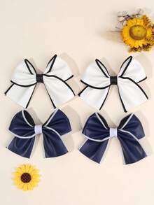 2 peças laços de cabelo brancos para meninas elegantes grampos de cabelo branco cor sólida grampos de cabelo de laço branco para todas as estações grampos de jacaré simples para meninas acessórios de cabelo para festa de fim de ano para crianças e bebês - Branco - Ver 11