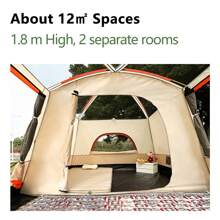 Double Layer 8-10 Person Outdoor Camping Tent With 2 Rooms And 1 Lobby, Extra Large, Sunshade, Waterproof, Thickened