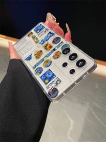 1 pieza Funda de teléfono protectora de TPU transparente con diseño de pintura al óleo, a prueba de golpes, como regalo, compatible con teléfonos Xs/Xsmax/Xr/11 12 13 14 15 16pro/Promax/14 15 16plus para hombres y mujeres, también es compatible con teléfonos
