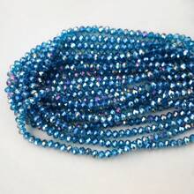 6mm & 8mm Flat Peacock Blue AB Color Cut Glass Beads, Wheel-Shaped Suitable For Jewelry DIY Bracelet Necklace